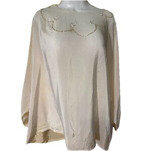 Palmer Silk Blouse SZ 50 (3xl) Made In Italy Quiet Luxury Statement Wedding Rare